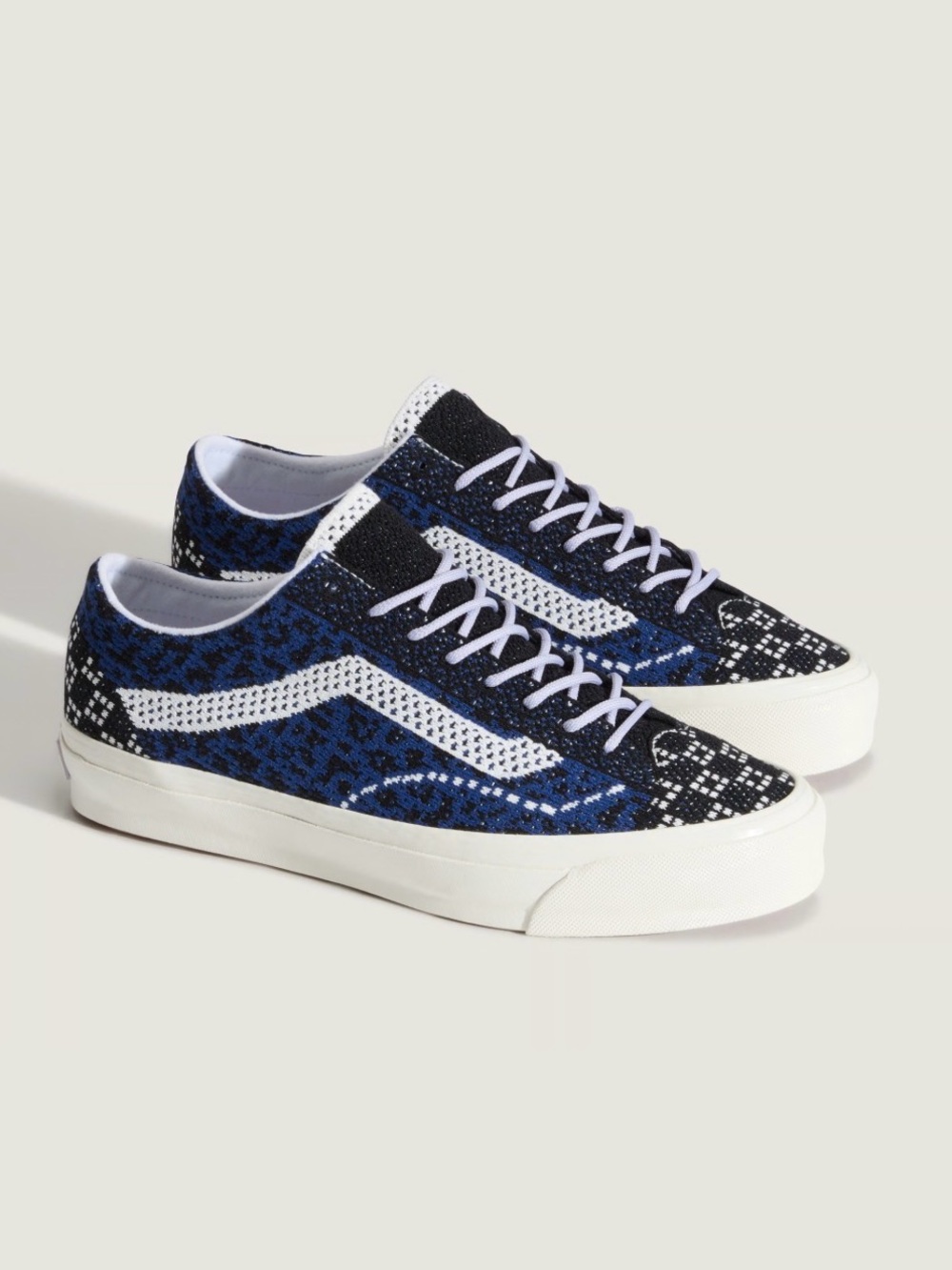 Vans Old Skool Knit Sneakers in Blue and Black with White Stripe